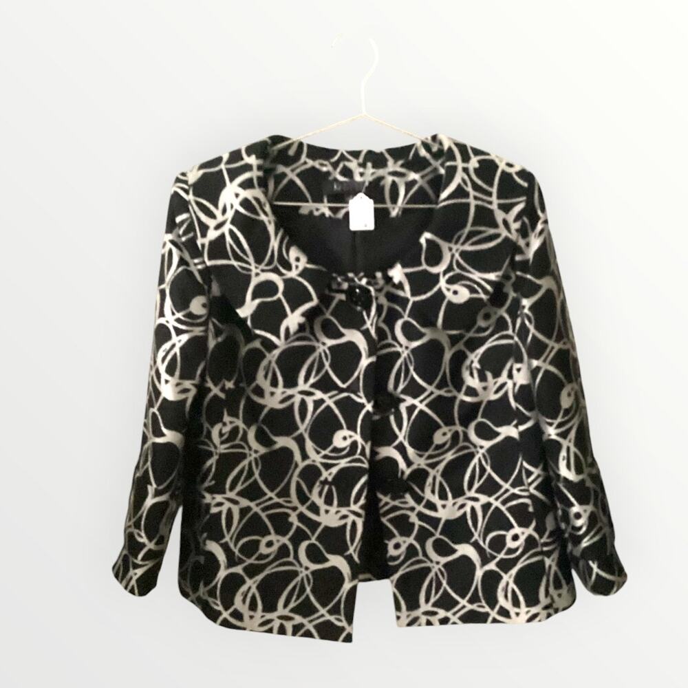 Kasper Size 8 Womens Black and Silver Blazer EUC